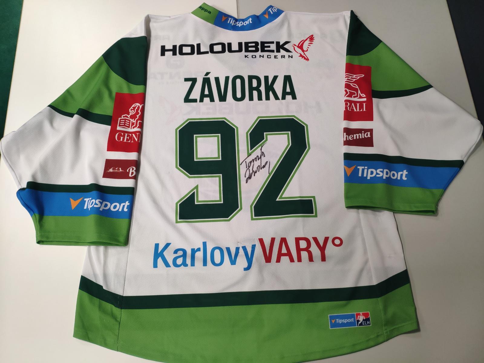 Originální hraný dres, podepsaný - #92 Tomáš Závorka - Karlovy Vary - Vybavení na hokej