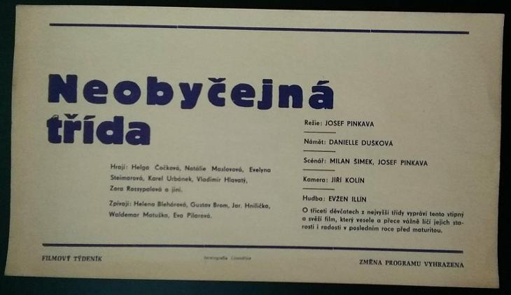 NEOBYČEJNÁ TŘÍDA  -  starý filmový plakát A-4 - Sběratelství