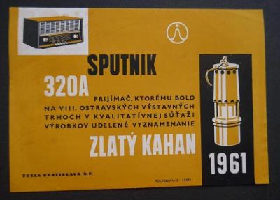 rádio SPUTNIK 320A - malý prospekt !!! 1961