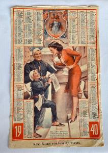 Historický kalendář, rok 1940, prodávám v dalších aukcích i další roky