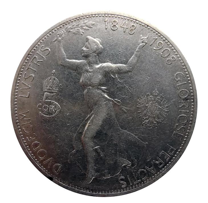 5 koruna 1908 jubilejní - Numismatika
