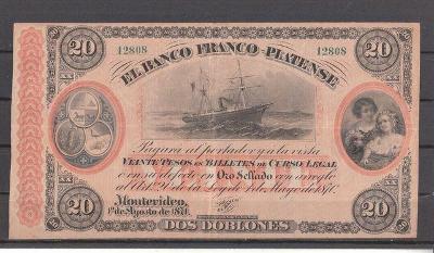 Uruguay, 20 Pesos - r. 1871 - vzácná bankovka