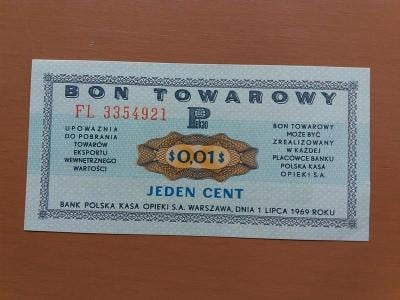 POLSKO BON TOWAROWY 0,01/1cent/   1969