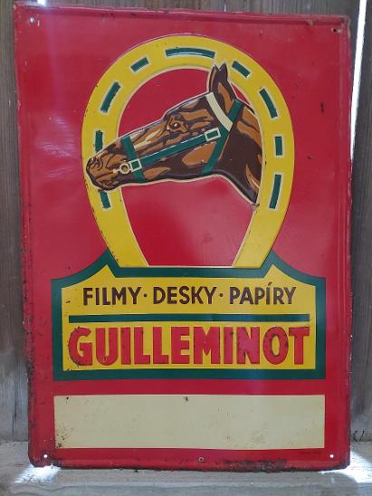 Stará reklamní plechová cedule na fotomaterialy Guilleminot  - Starožitnosti