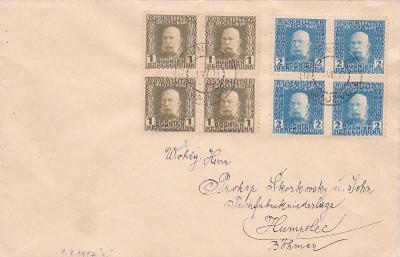 Rakousko, Bosna, polní pošta Sarajevo 1.8.1917 - adresa Humpolec.