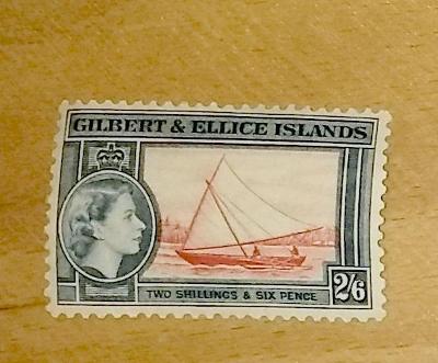 britské Gilbert a ellice 1956 ** Alžbeta II vysoká 2/6Sh mi. 68