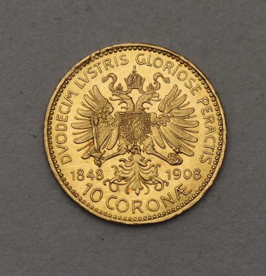Zlatá 10 Koruna FJ I. 1908 bz - Jubilejní - Nádherná - R! - Numismatika