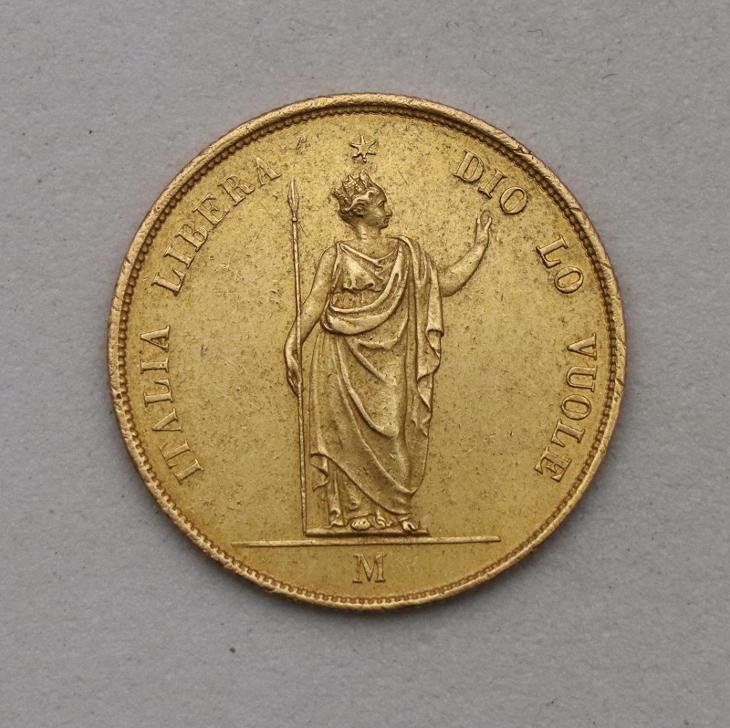 Zlatá 40 Lira 1848 M - Revoluční - Velmi Vzácná! - Numismatika