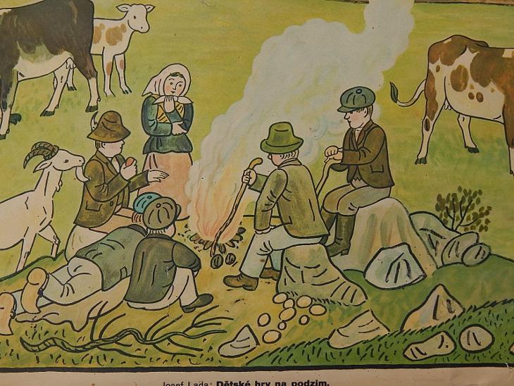 Josef Lada - Dětské hry na podzim -1937 - velký dobový plakát