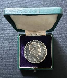 Stříbrná medaile T.G. Masaryk, 1935, 42 mm, lesklá, Španiel, orig.etue