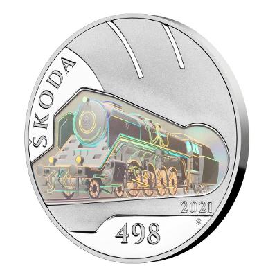 Stříbrná mince 500 Kč Parní lokomotiva Škoda 498 Albatros 2021 PROOF
