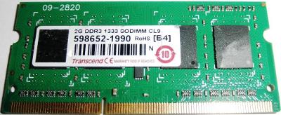 TRANSCEND 2G DDR3 1333 SODIMM CL9, záruka