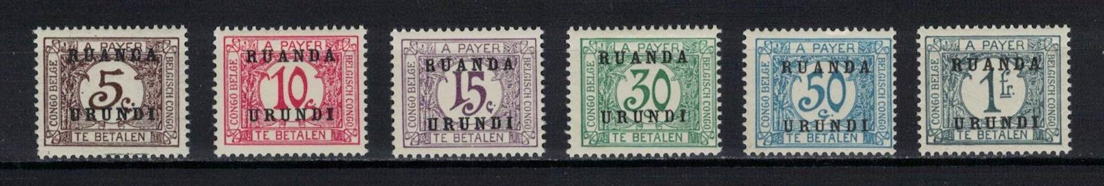 Ruanda-Urundi 1924-1927 kompletní série "POSTAGE DUE 1924"