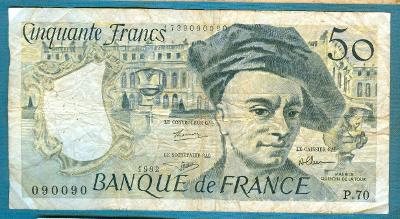 Francie 50 franků 1992 z oběhu - dírky