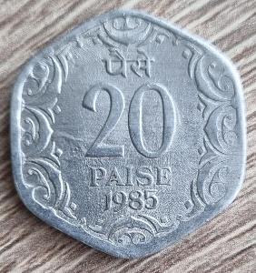 INDIE 20 PAISE 1985 VF-XF 