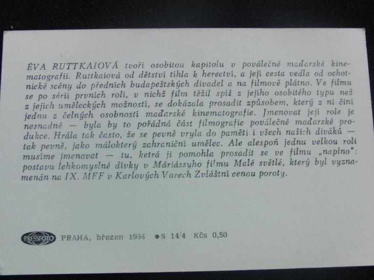 ÉVA RUTTKAIOVÁ, MAĎARSKÁ KINEMATOGRAFIE POVÁLEČNÁ, BŘEZEN 1964