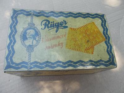 Rarita - krásná větší plechová krabička OTTO RUGER sušenky, čokolády 