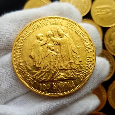 Původní zlatá 100 Koruna Františka Josefa I. 1907 – výročí korunovace 