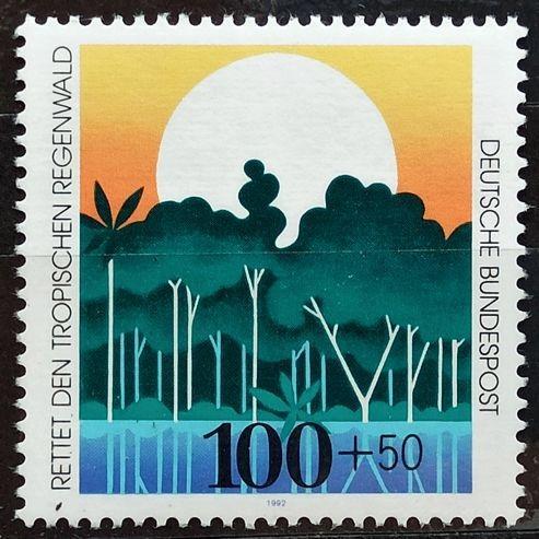 BUNDESPOST: MiNr.1615 Tropical Rain Forests 100pf+50pf ** 1992