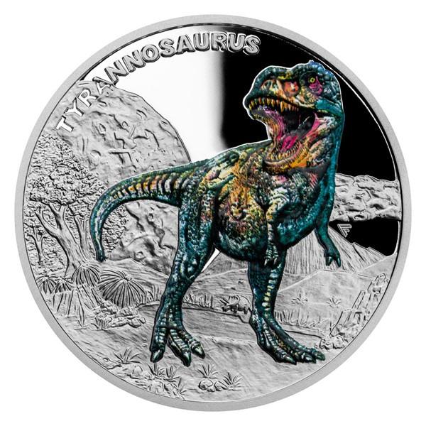 Stříbrná mince Pravěký svět - Tyrannosaurus proof - Numismatika
