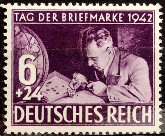 DEUTSCHES REICH: MiNr.811 Philatelist 6pf+24pf, Stamp Day * 1942