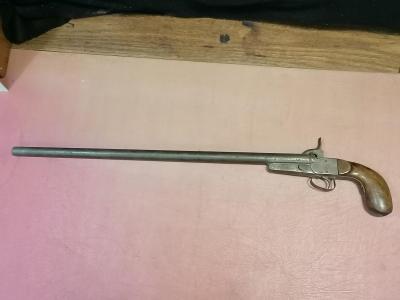Starožitná perkusní pistole dlouhá hlaveň XXL