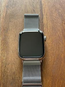 Apple Watch 7 Cellular 45mm - stříbrná nerez ocel, TOP stav +5 řemínků