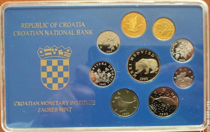 Chorvatsko sada mincí 1993 v brilantním necirkulovaném stavu - Numismatika