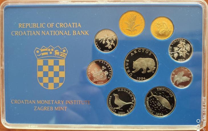 Chorvatsko sada mincí 1994 v brilantním necirkulovaném stavu - Numismatika