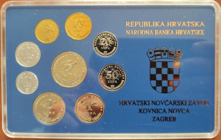 Chorvatsko sada mincí 1996 v brilantním necirkulovaném stavu