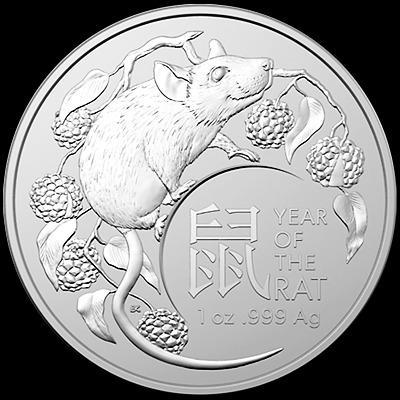Stříbrná Mince Rok Krysy, 1oz, Lunární Série, 2020, První Ročník