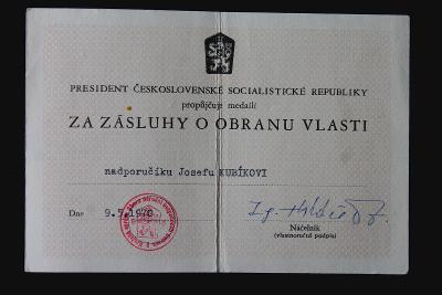 Dekret / Za zásluhy ... / President Československé Republiky  (o7)