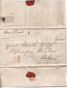 Předznámkový dopis s obsahem, 1828, Opava