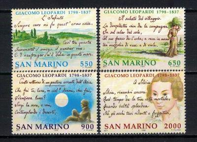 San Marino 1998 "2th centenary of the birth of Giacomo Leopardi"