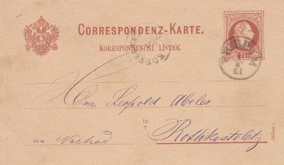 Rakousko, Příbram 1881 - Červený Kostelec (Náchod).