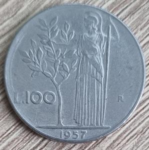 ITÁLIE 100 LIRA 1957 VF 