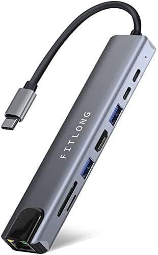 FITLONG 8-in-1 USB C Hub, USB C Adapter Docking Station s 4K HDMI