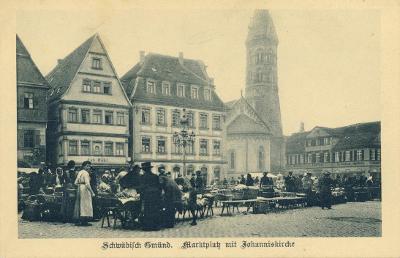 Schwabische Gmünd, Německo, Baden-Wirtemberk, náměstí, trh, lidé, živé