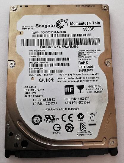 500 GB Seagate Momentus ST500LT012, SATA 3Gb/s, 16MB cache, testovaný - Notebooky, příslušenství