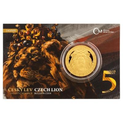 Zlatá uncová investiční mince Český lev 2022 proof číslovaný VÝROČÍ