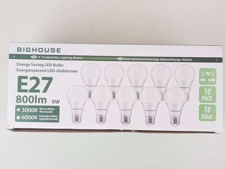 Sada 10 kusů E27 žárovek Bighouse/ 9W LED/ 3000k/ A+/ Od 1Kč |004| - Zařízení pro dům a zahradu