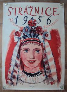 Karel Svolinský plakát Strážnice 1956 83 x 59 cm