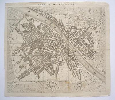 1820 mapa města Florencie Firenze Itálie