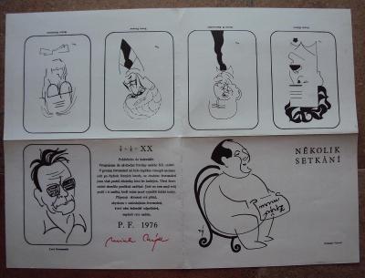 Několik setkání - karikatury Miroslav Nýdl plakát PF 1976 - autogram