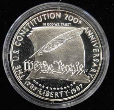 1987 - USA - STŘÍBRO Ag, 1 USD - 200. let ÚSTAVY, Pc: 1799 Kč (0705)