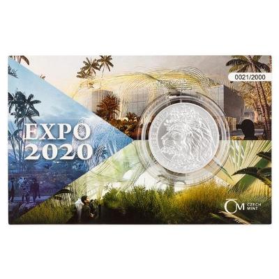 Stříbrná uncová investiční mince Český lev 2021 EXPO stand číslováno.