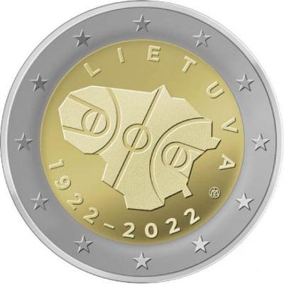 2 EURO LITVA 2022 - 100. LET BASKETBALU  - UNC