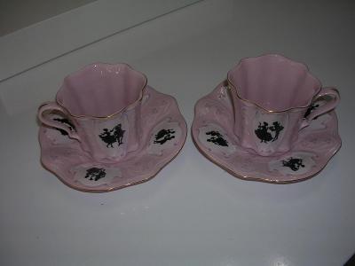Růžový porcelán přátelská sada šálků