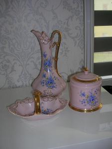 Růžový porcelán sada pomněnky 