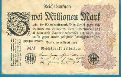 Německo 2 000 000 marek 9.8.1923 tiskárna MM vodotisk "Hakensterne"